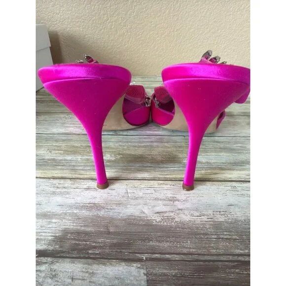 Manolo Blahnik Lurum Pink Satin Crystal 90mm Mule Heels EU 40 w/Box Dust Bag COA - Picture 6 of 16